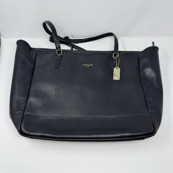 COACH Black Saffiano‎ Leather Large City Tote Shoulder Bag 23822 - Picture 1 of 16
